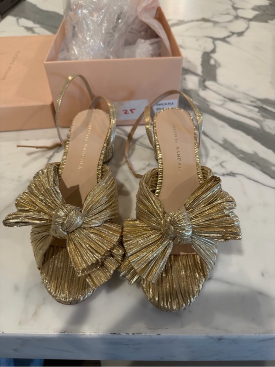 Loeffler Randall Shoes - Loeffler Randall Gold Knotted Bow Slingback Heels